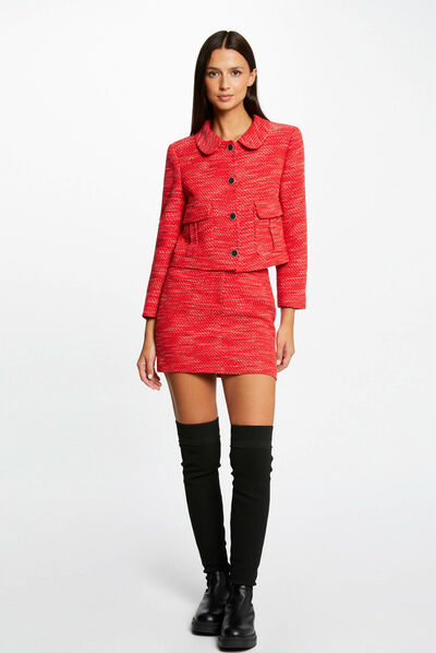 Falda recta corta rojo mujer