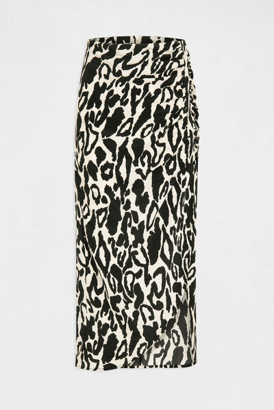 Falda midi recta estampado animal multico mujer