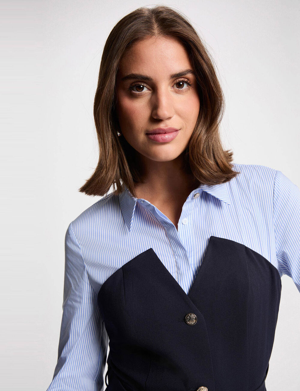 Vestido corto efecto 2 en 1 azul marino mujer