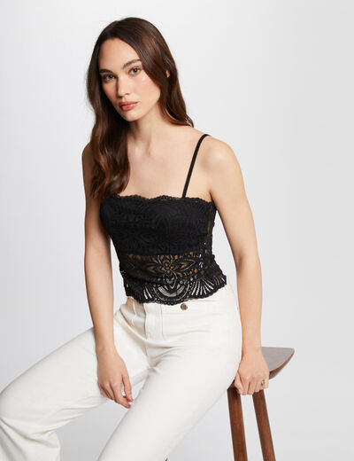 Top con tirantes finos negro mujer