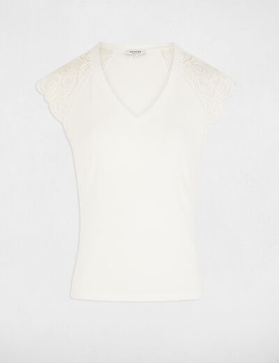 Camiseta de manga corta blanco mujer