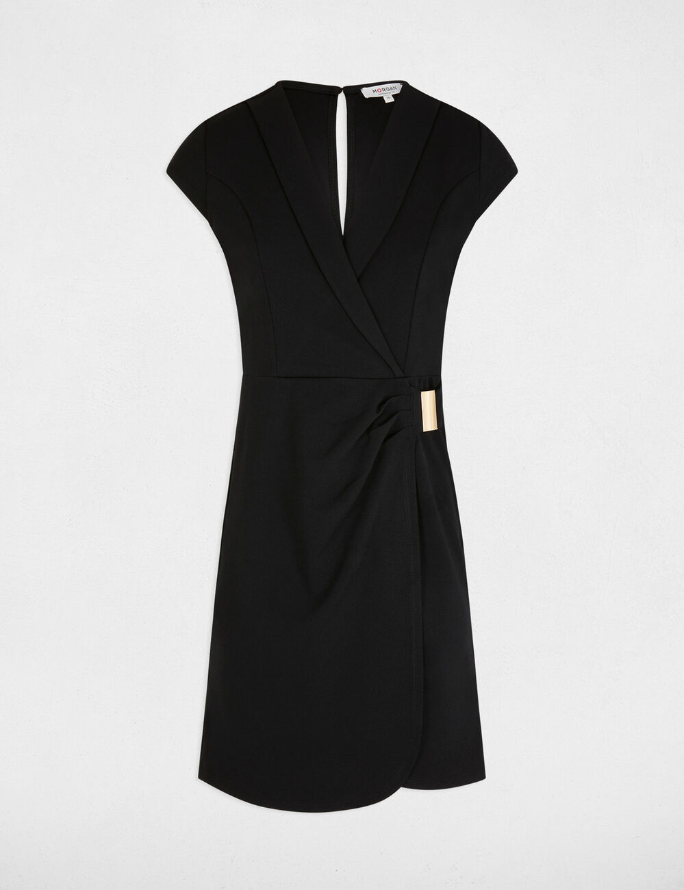 Vestido corto escotado negro mujer