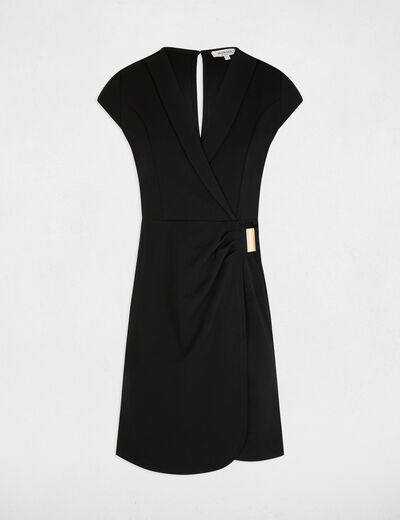 Vestido corto escotado negro mujer