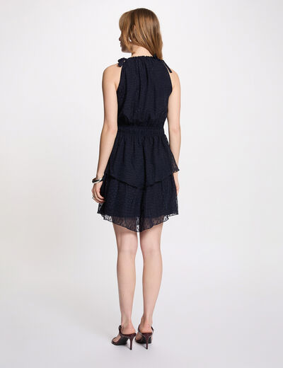 Vestido de gasa con tirantes finos azul marino mujer
