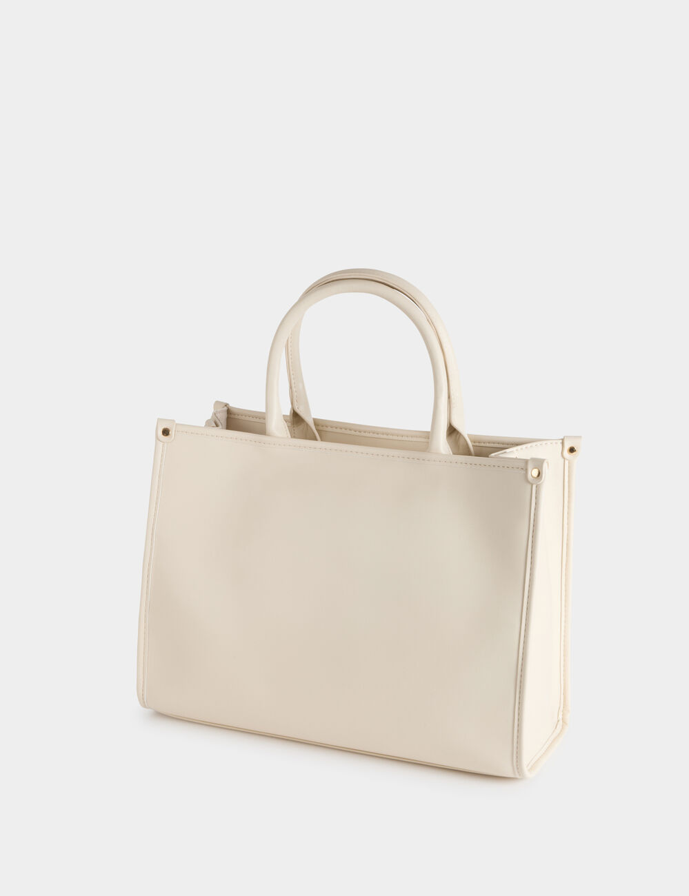 Bolso tote bordado marfil mujer