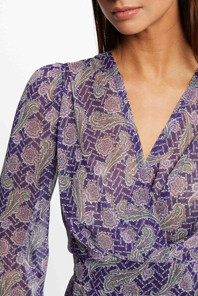 Vestido evasé estampado de cachemira multicolor mujer