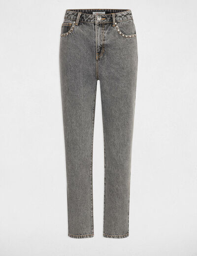 Vaquero recto estilo corto gris anthracite mujer