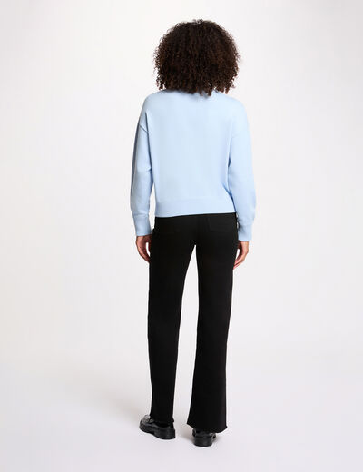 Jersey grueso con cuello redondo azul cielo mujer