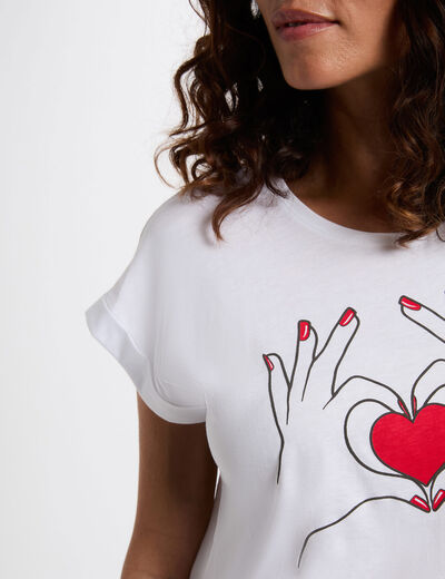 Camiseta corta con inscripción blanco mujer