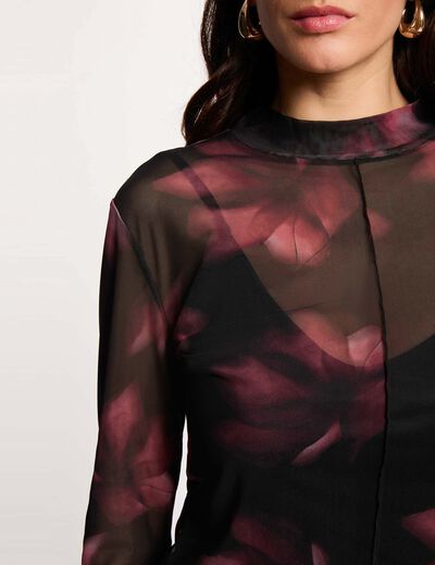 Camiseta ajustada manga larga multicolor mujer