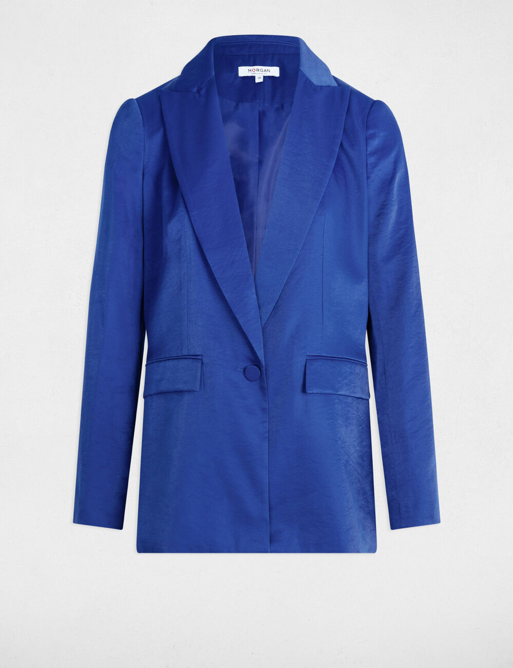 Americana de antelina azul eléctrico mujer
