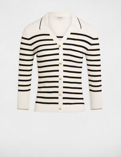 Jersey manga 3/4 y rayas blanco mujer