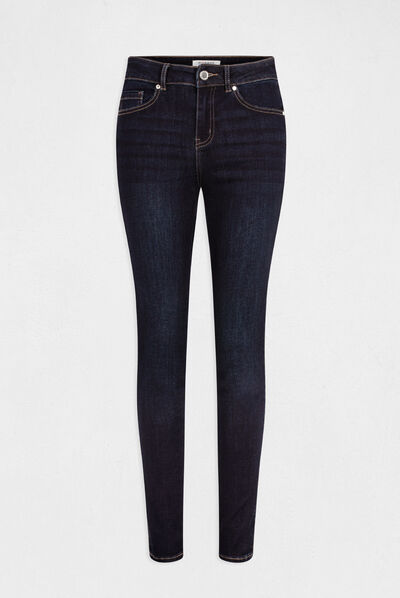 Vaquero slim con bandas strass vaquero sin tratar mujer