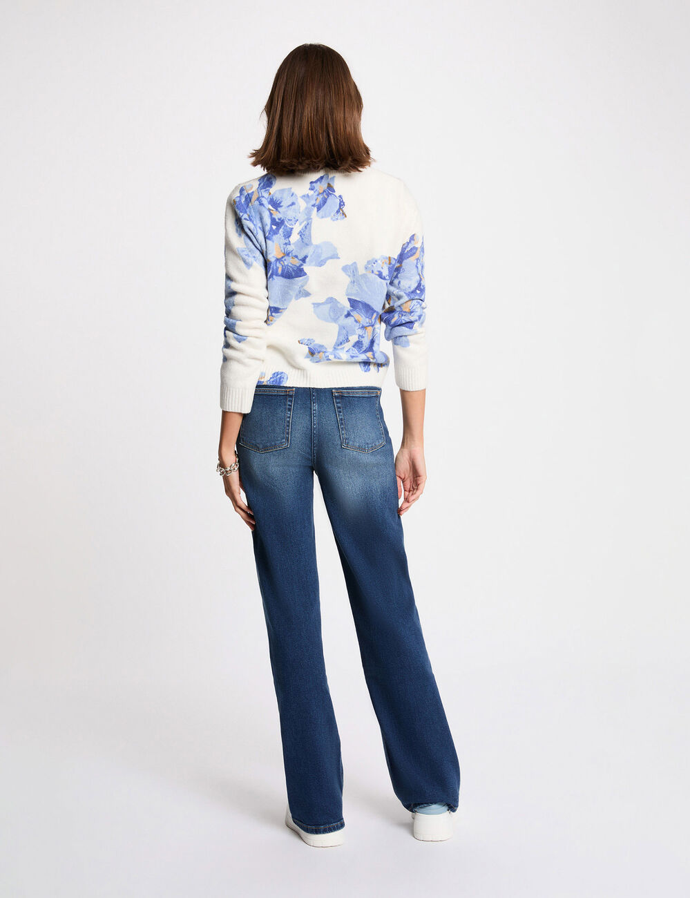 Jersey con estampado floral azul cielo mujer