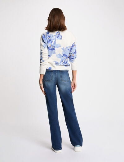 Jersey con estampado floral azul cielo mujer