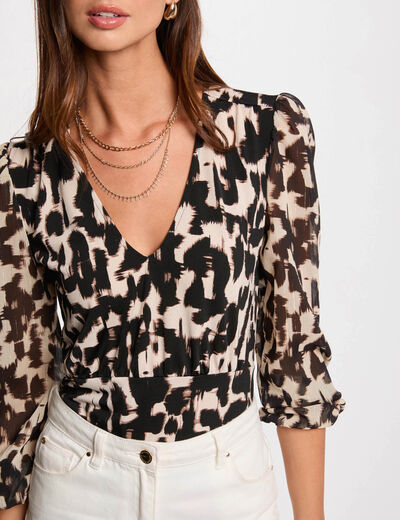 Camiseta manga 3/4 multicolor mujer