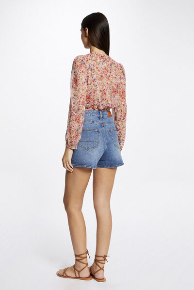 Blusa manga larga estampado floral multicolor mujer