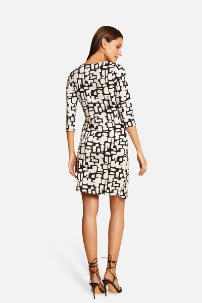 Vestido ajustado drapeado estampado crudo mujer