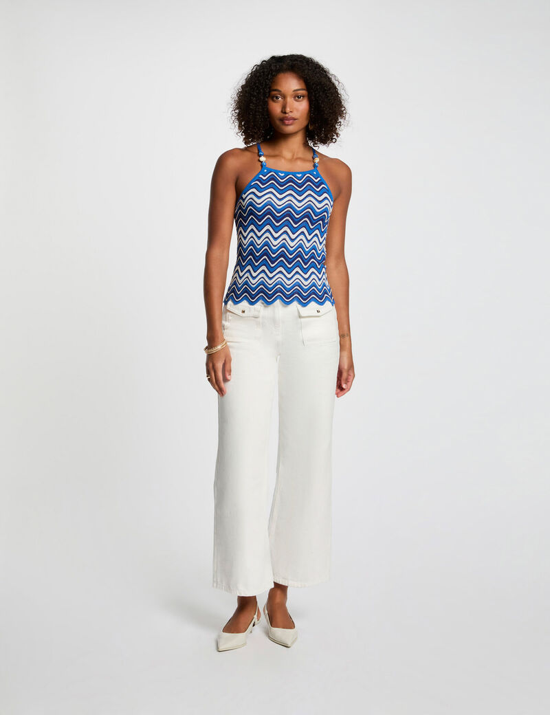 Top punto estampado azul eléctrico mujer