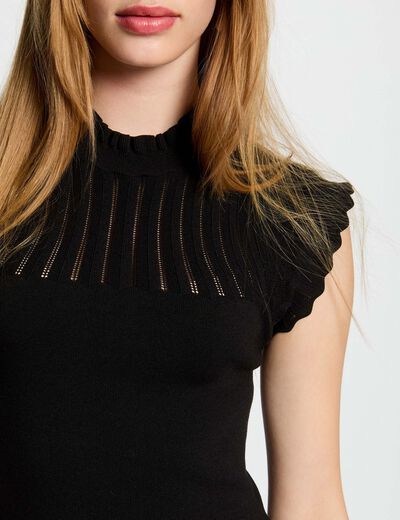 Vestido punto corto evasé negro mujer