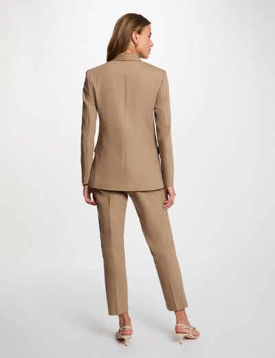Chaqueta corta cuello chal topo mujer