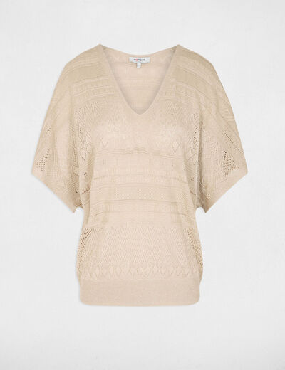 Jersey oversize con cuello en V amarillo oro mujer