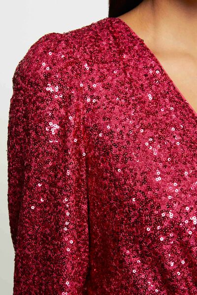 Vestido recto con lentejuelas rosa medio mujer