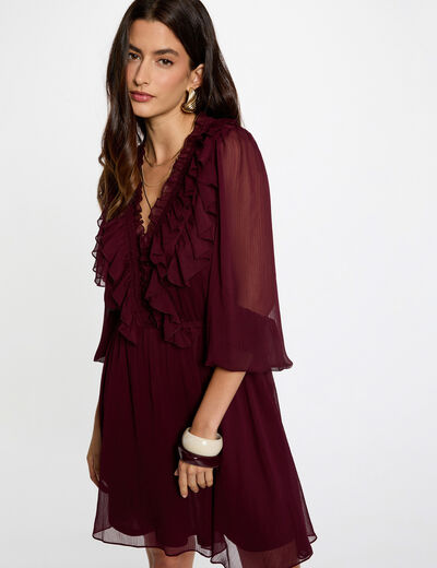 Vestido corto ajustado ciruela mujer