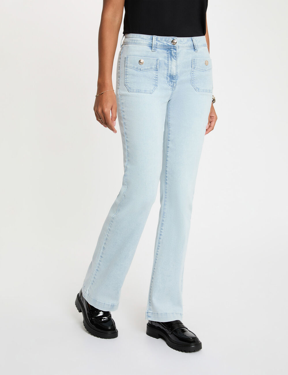 Vaqueros bootcut denim descolorido mujer