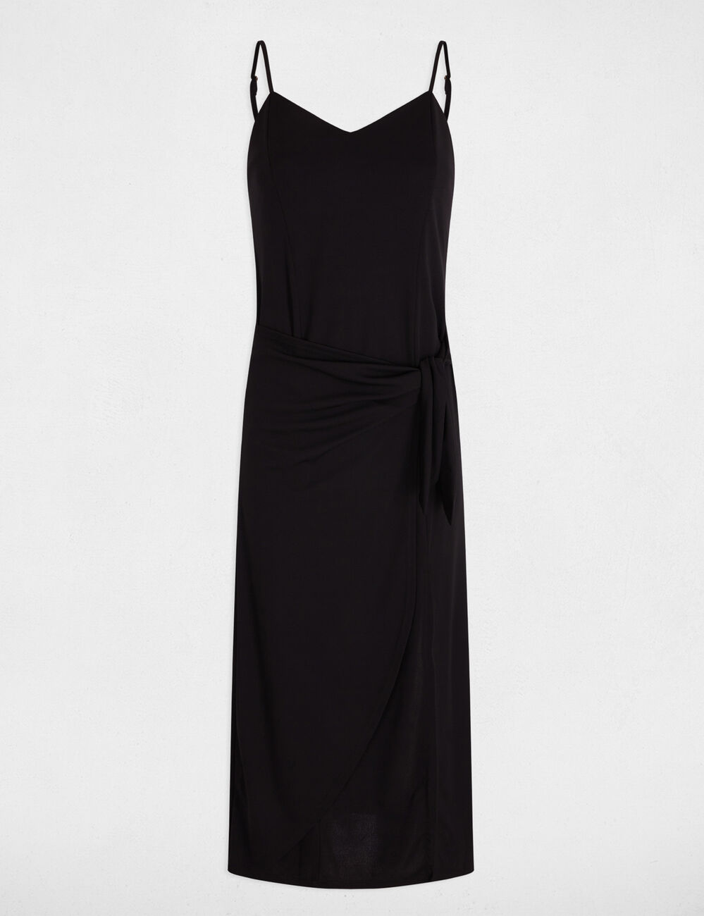 Vestido midi ajustado negro mujer