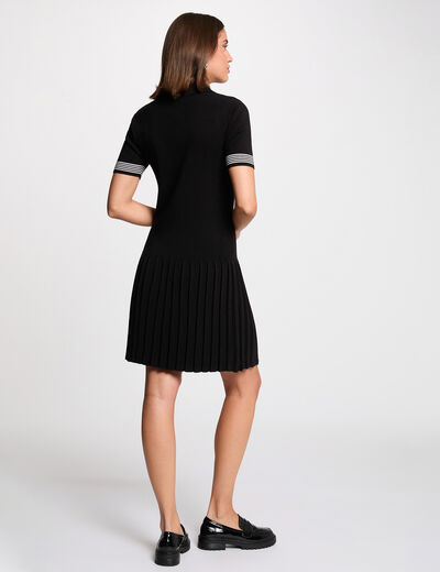Vestido de punto con cuello polo negro mujer