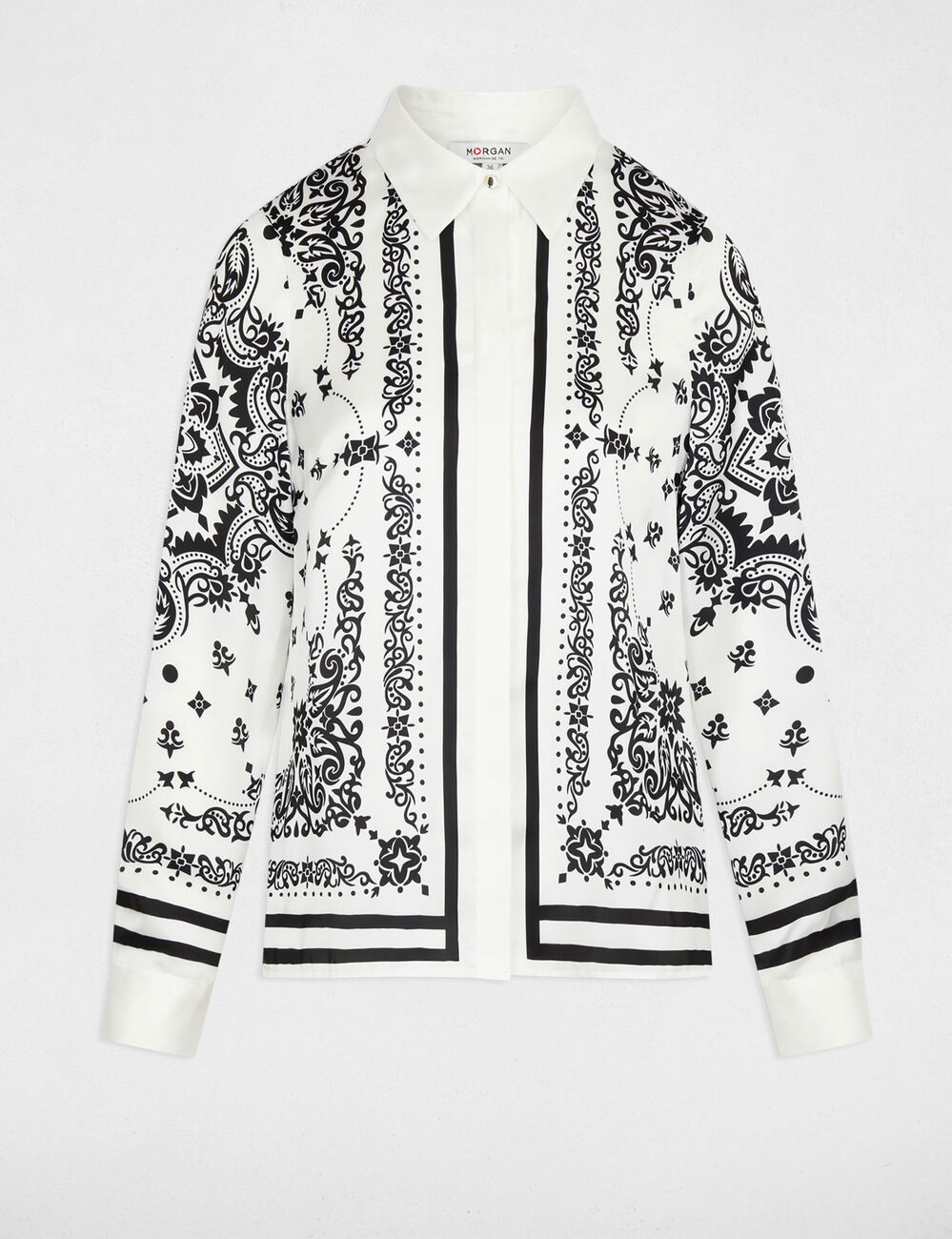 Camisa fluida estampada blanco mujer