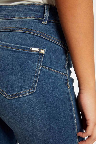 Vaquero slim con ribetes metalizados vaquero stone mujer
