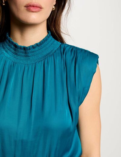 Top sin mangas bleu canard mujer