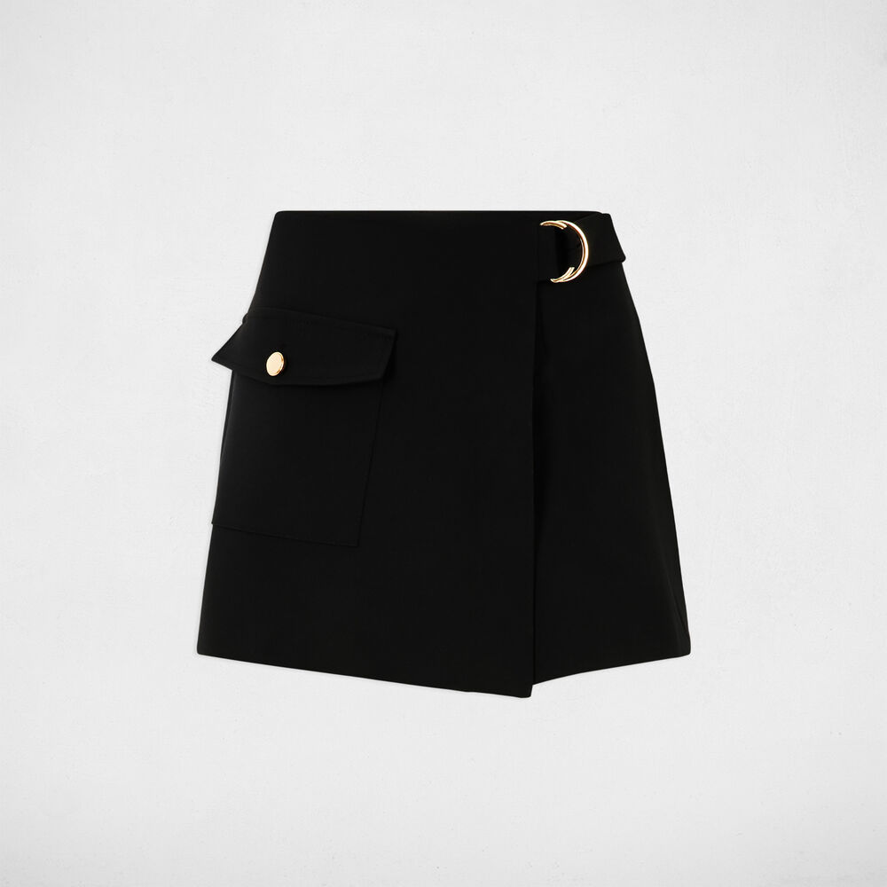 Falda short ajustada negro mujer