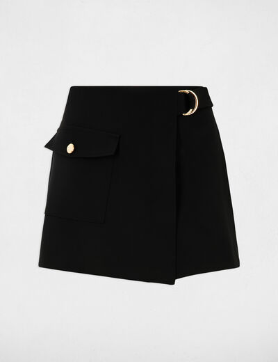 Falda short ajustada negro mujer