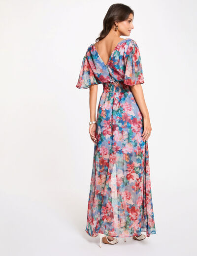 Vestido largo fluido multicolor mujer