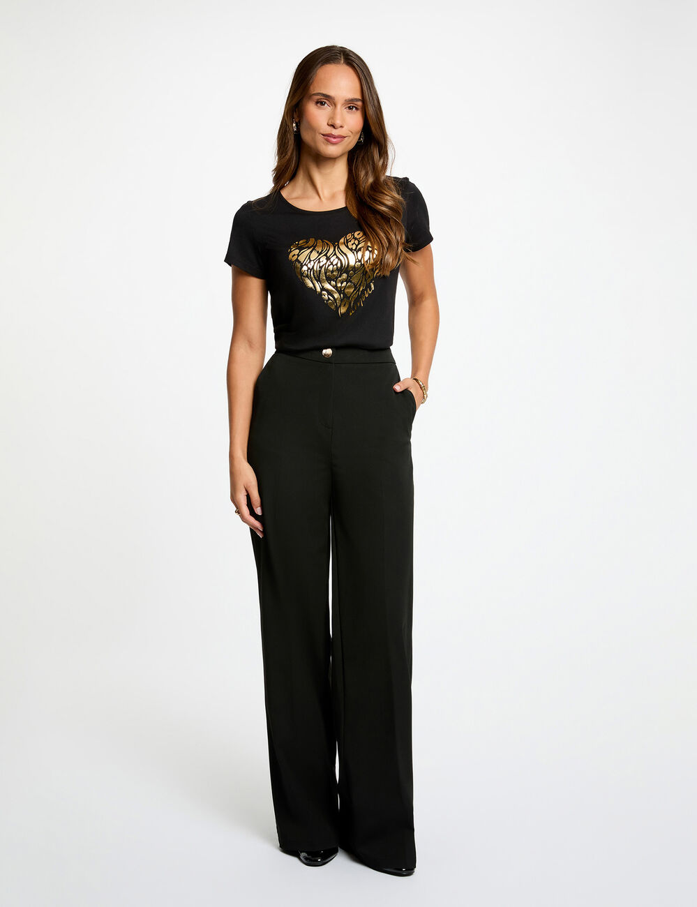 Camiseta de manga corta negro mujer