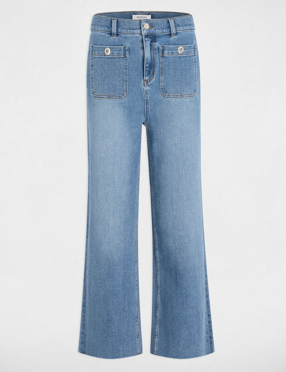 Pantalón pernera ancha denim stone mujer