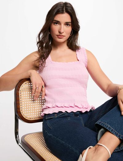 Jersey sin mangas ajustado rosa mujer