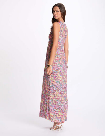 Vestido largo recto estampado multicolor mujer
