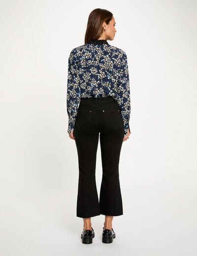 Vaqueros flare 7/8 negro mujer