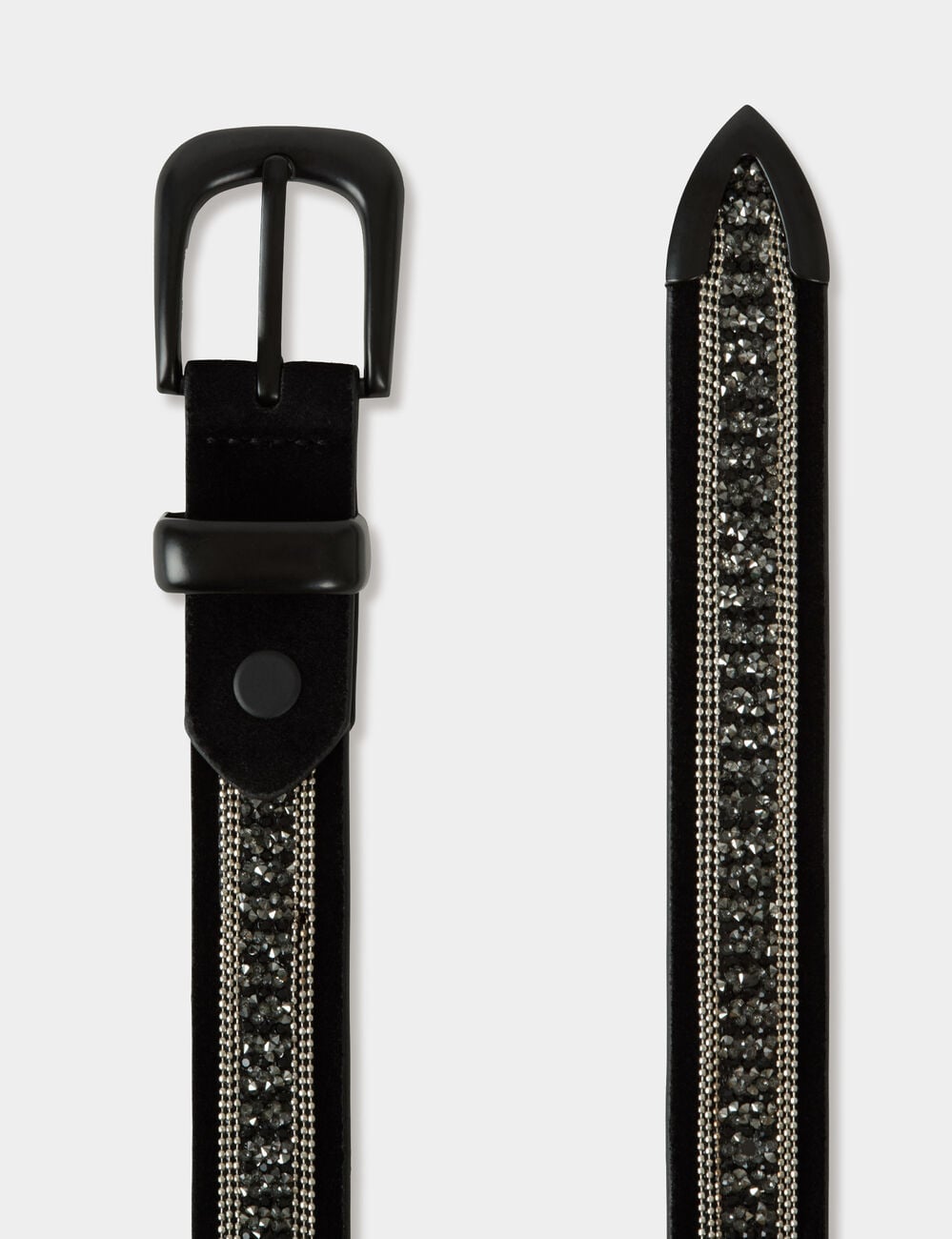 Cintur&oacute;n fino de ante negro mujer