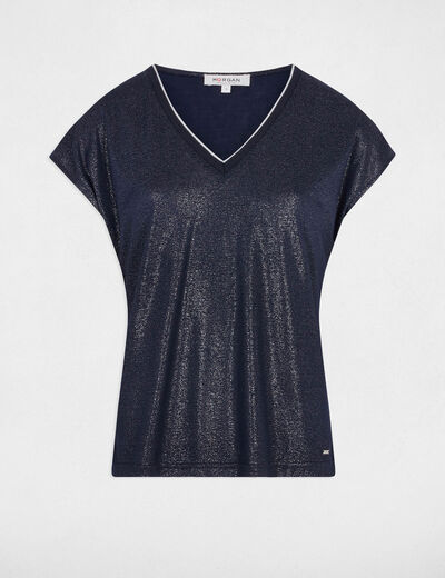Camiseta de manga corta azul marino mujer