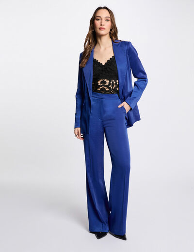 Pantalón recto holgado azul eléctrico mujer