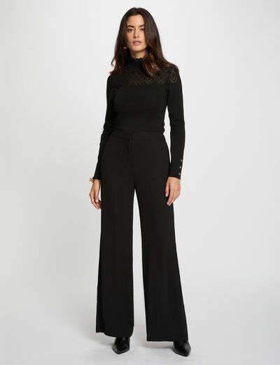 Pantal&oacute;n ancho y fluido negro mujer