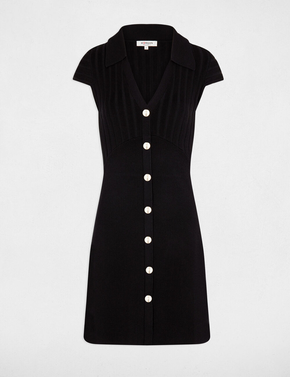 Vestido punto corto ajustado negro mujer