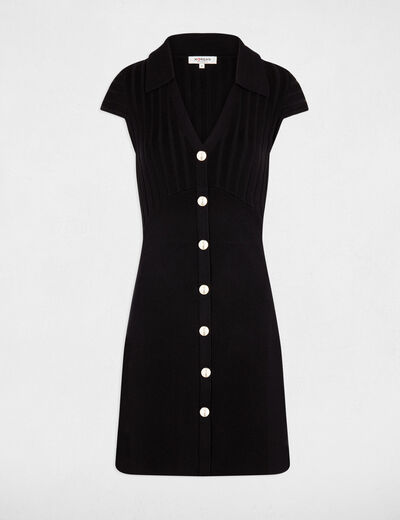 Vestido punto corto ajustado negro mujer