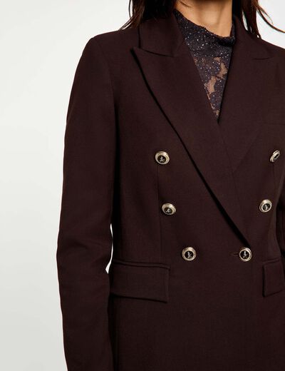 Blazer ajustado de manga larga marr&oacute;n oscuro mujer
