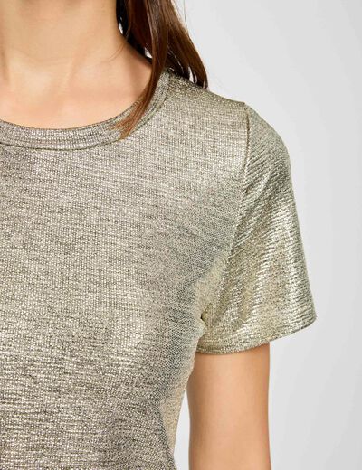 Camiseta de manga corta dorado mujer